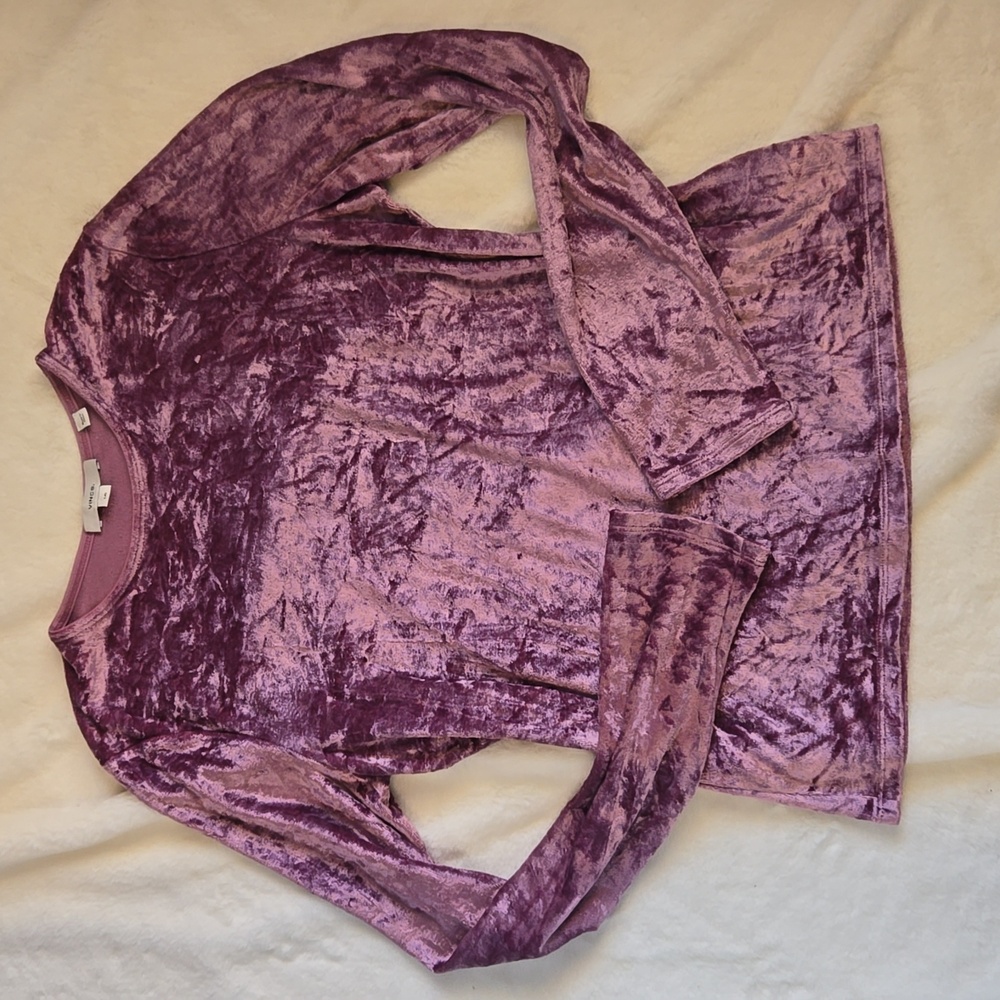 Vince size L purple crushed velvet long sleeve top